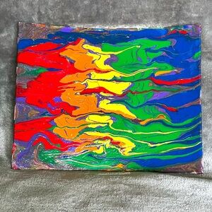 Rainbow paint pour in honor of PRIDE - 8” x 10” canvas board